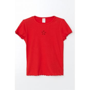 Tricou din amestec de bumbac cu terminatii valurite