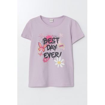 Tricou din bumbac cu imprimeu text