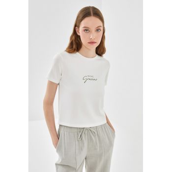 Tricou slim fit cu imprimeu text