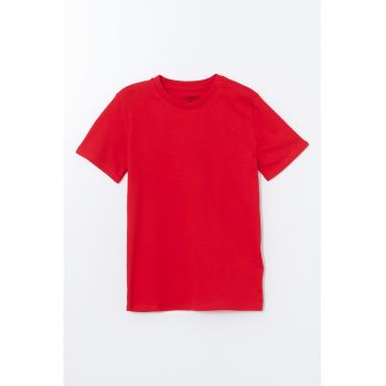 Tricou uni cu decolteu la baza gatului