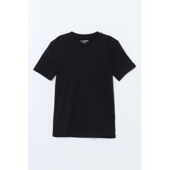 Tricou uni cu decolteu la baza gatului