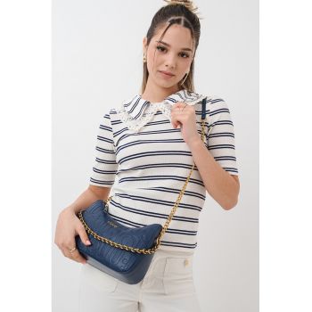 Bluza in dungi cu guler ascutit