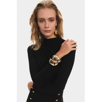Bluza regular fit cu guler inalt