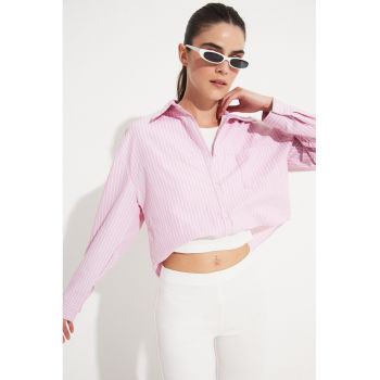 Camasa lejera crop cu dungi