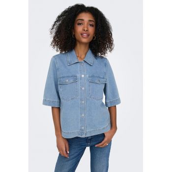 Camasa lejera de denim cu buzunare pe piept