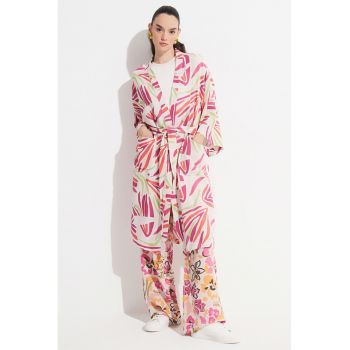 Chimono din amestec de in cu model