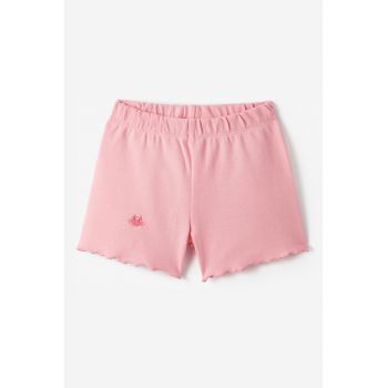 Pantaloni scurti cu terminatie valurita si detaliu cu broderie discreta