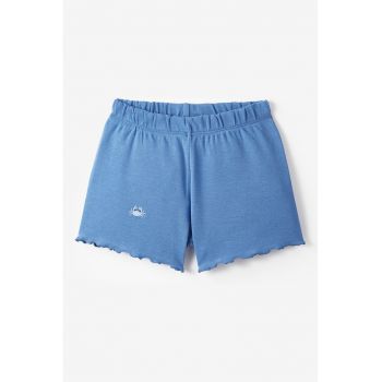Pantaloni scurti cu terminatie valurita si detaliu cu broderie discreta