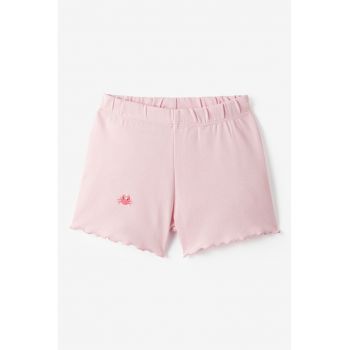 Pantaloni scurti cu terminatie valurita si detaliu cu broderie discreta