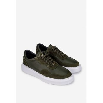Pantofi barbati din piele kaki