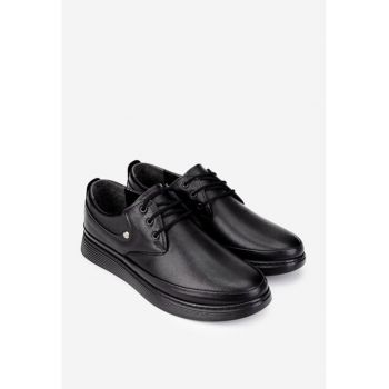 Pantofi casual barbati din piele naturala neagra