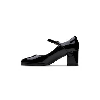 Pantofi Mary Jane de piele cu toc masiv