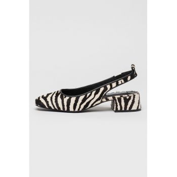 Pantofi slingback din piele cu par scurt