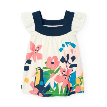 Rochie evazata de bumbac cu model