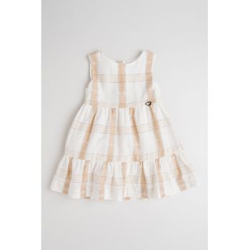 Rochie in carouri - din amestec de in si bumbac