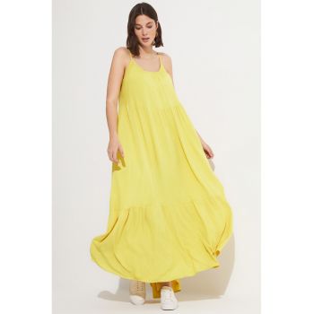 Rochie maxi evazata cu bretele inguste
