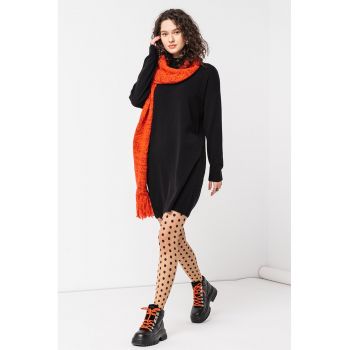 Rochie-pulover din amestec de lana cu maneci cazute