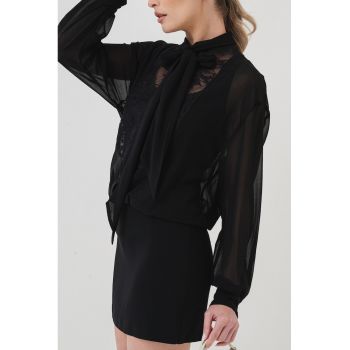 Rochie scurta cu maneci transparenta