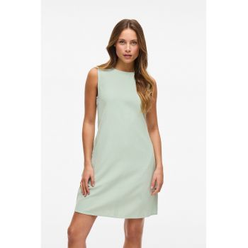 Rochie scurta din amestec de in cu buzunare laterale