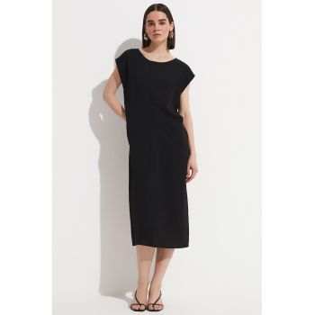 Rochie-tricou midi cu croiala dreapta