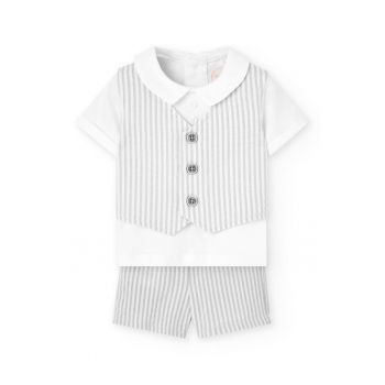 Set de pantaloni scurti si camasa din bumbac - 2 Piese