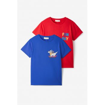 Set de tricouri din bumbac cu imprimeu - 2 piese
