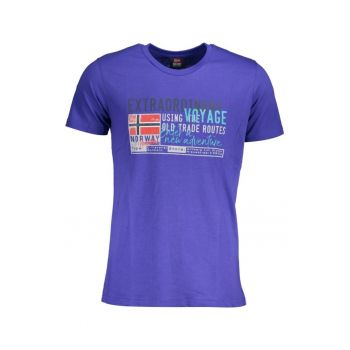 Tricou barbati - cu imprimeu cu logo - Regular fit -  Albastru deschis -