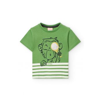 Tricou de bumbac cu decolteu la baza gatului