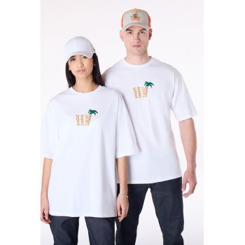 Tricou unisex cu imprimeu logo pe spate