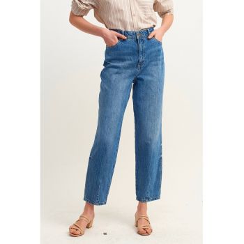 Blugi crop cu talie inalta