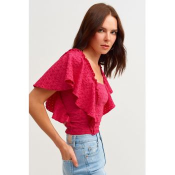 Bluza crop cu decolteu patrat