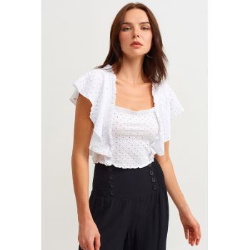 Bluza crop cu decolteu patrat