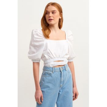 Bluza din bumbac cu decolteu patrat