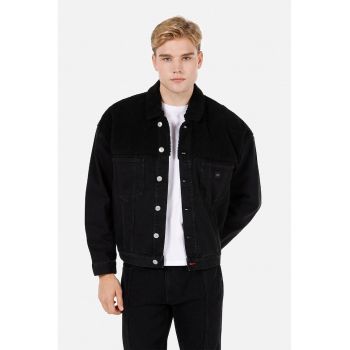 Jacheta din denim cu detaliu din material teddy de firma originala