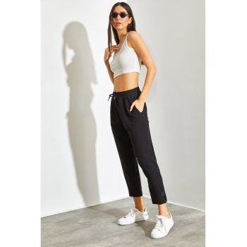 Pantaloni de trening crop cu snur