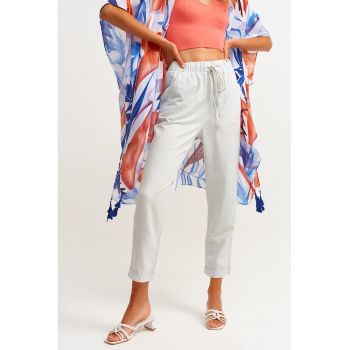 Pantaloni de trening crop cu snururi