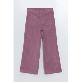 Pantaloni din amestec de bumbac cu talie medie