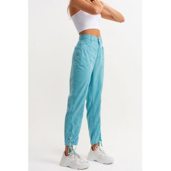 Pantaloni din amestec de lyocell cu talie inalta