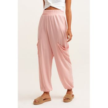 Pantaloni evazati din amestec de lyocell cu talie elastica