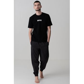 Pijama de bumbac cu imprimeu logo