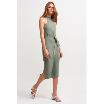 Rochie midi cu cordon in talie
