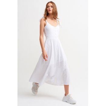 Rochie midi cu croiala in A si model cu perforatii
