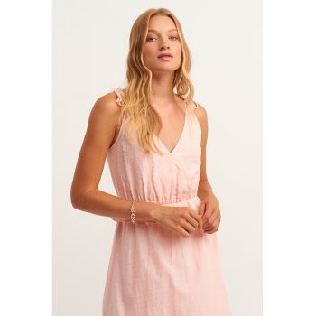 Rochie midi evazata cu volane
