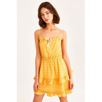 Rochie scurta din amestec de in cu croiala in A