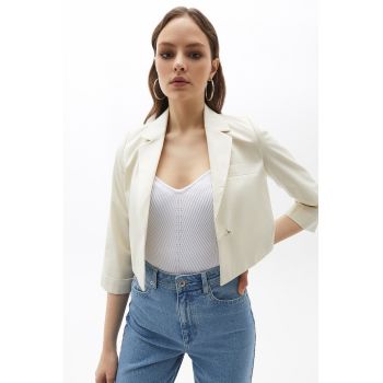 Sacou crop din amestec de lyocell cu maneci 3/4