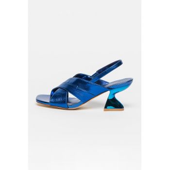Sandale slingback de piele cu toc kitten