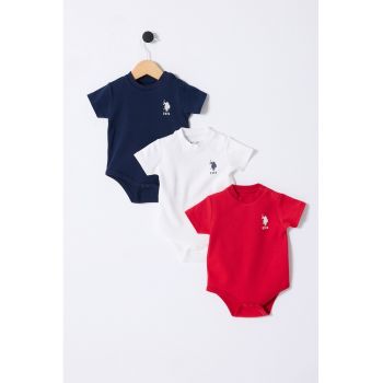 Set de body-uri de bumbac cu logo - 3 piese