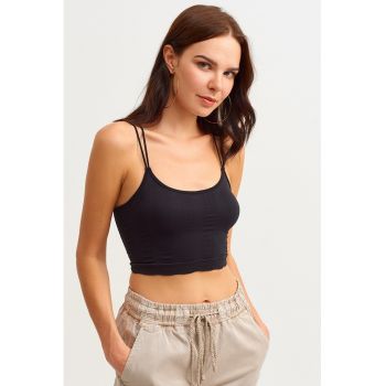 Top crop cu bretele incrucisate