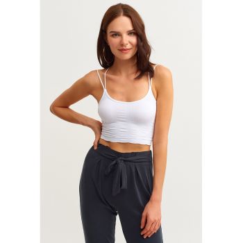 Top crop cu bretele incrucisate