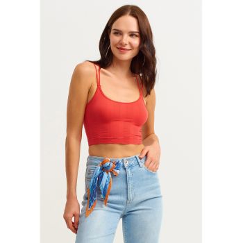 Top crop cu bretele incrucisate
